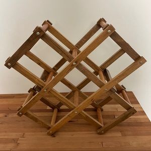 Vintage Midcentury Wooden Accordion Wine Rack